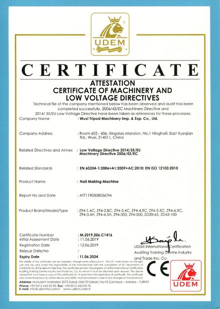 La Cina Wuxi Tripod Machinery Imp. &amp; Exp. Co., Ltd. Certificazioni